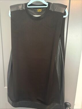 SSYS leather trim short black dress